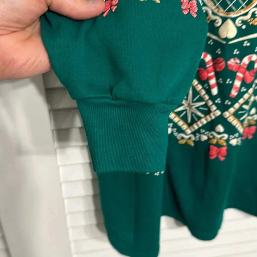 VINTAGE RARE BEAUTIFUL holiday christmas sweater/dress by Bernette OSFA Green - Picture 7 of 13